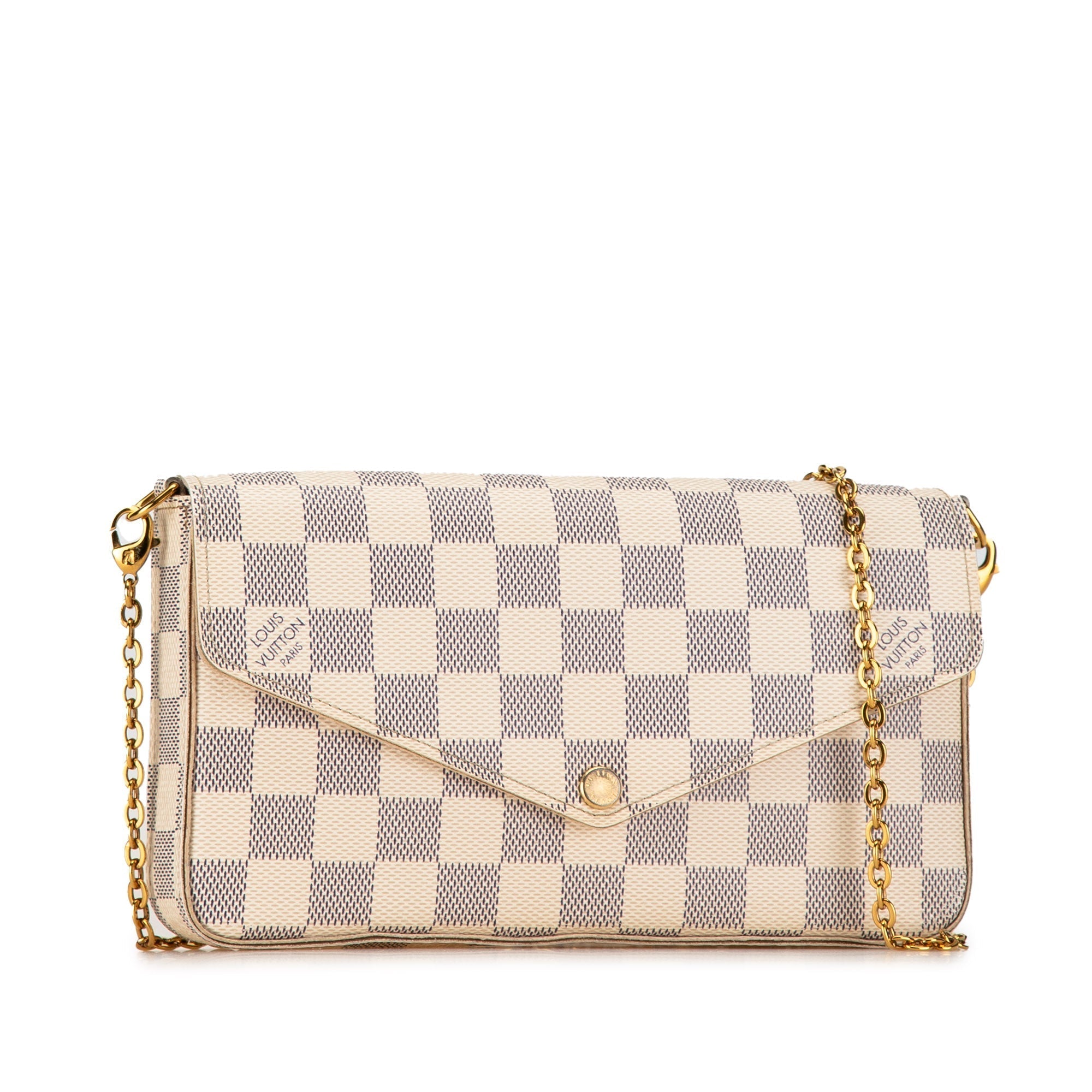 White Louis Vuitton Damier Azur Pochette Felicie Crossbody Bag