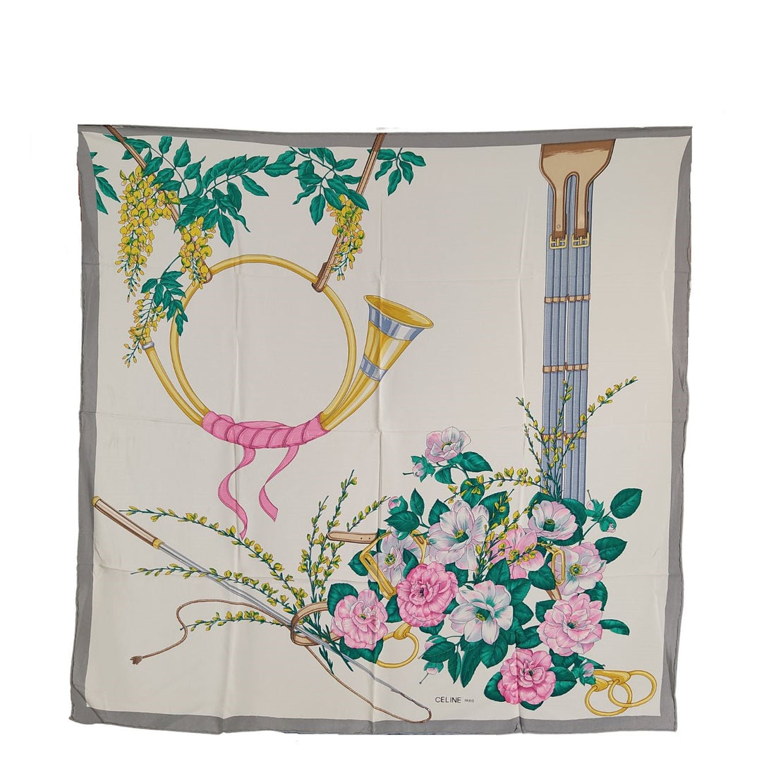 Celine multicolored floral print silk scarf