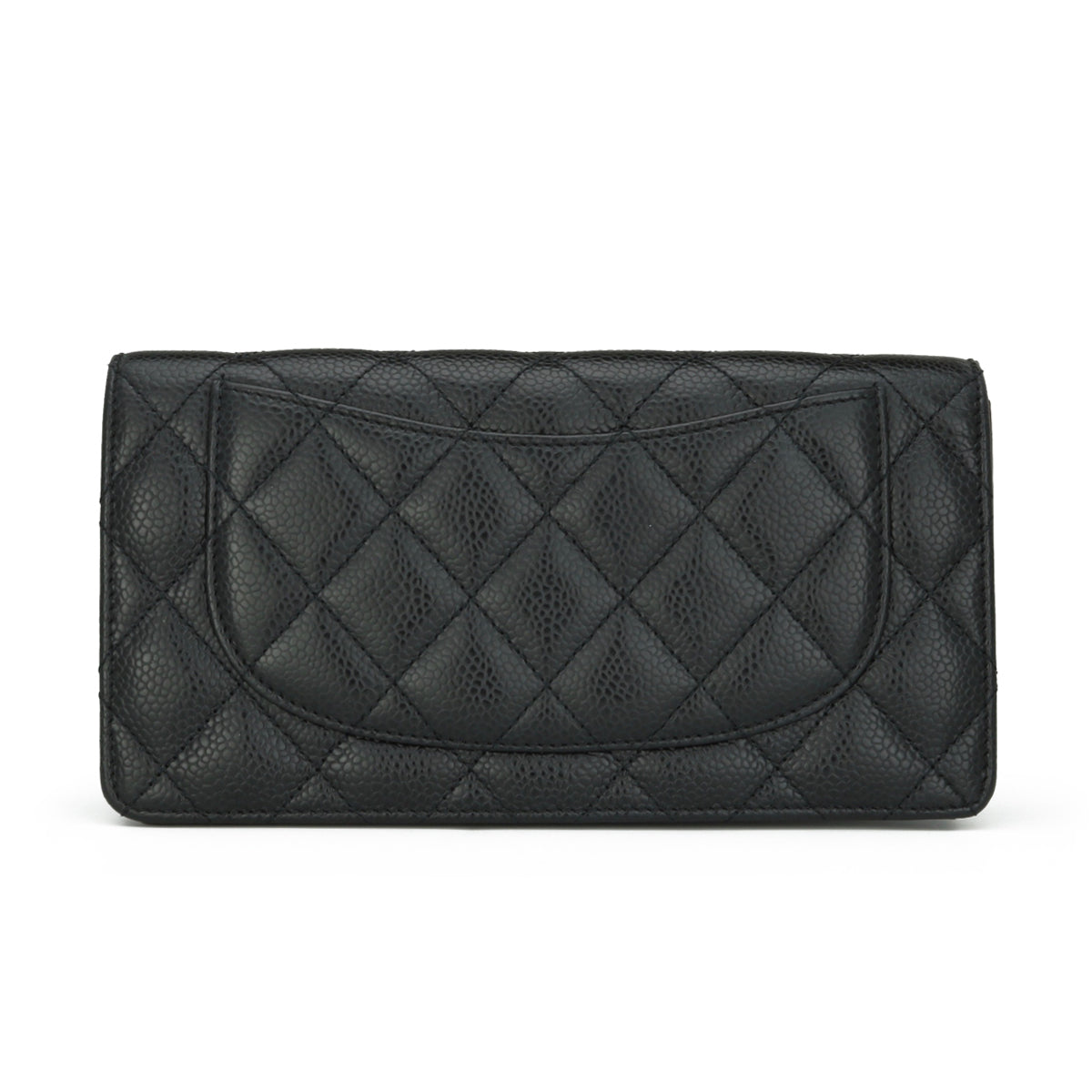 Chanel Quilted Classic Long Flap Yen Wallet Black Caviar Gold Hardware 2017