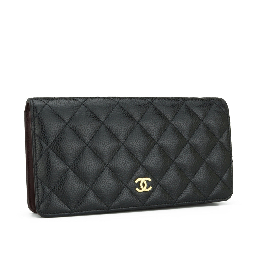 Chanel Quilted Classic Long Flap Yen Wallet Black Caviar Gold Hardware 2017