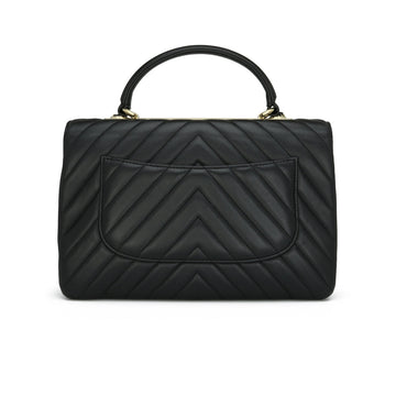 Chanel Trendy CC Chevron Medium Black Lambskin Light Gold Hardware 2018