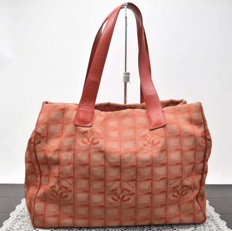 Chanel Large CC Travel Tote: Rare Red and Tan Color