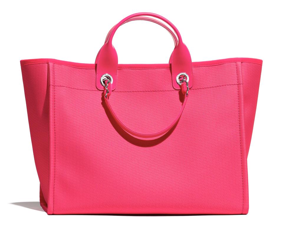 CHANEL DEAUVILLE MIXED FABRIC LARGE TOTE