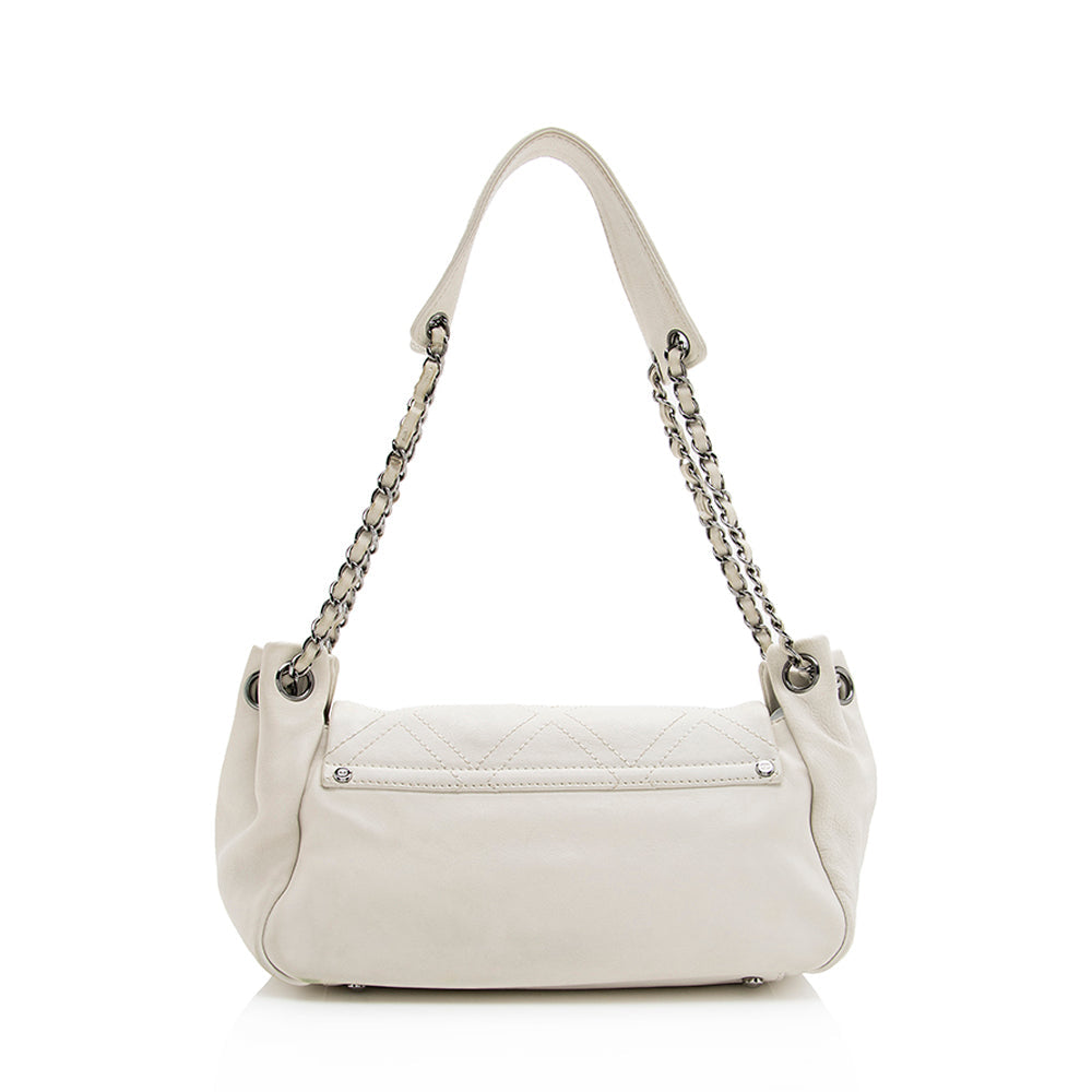 Chanel Leather Diamond Stitched Accordion Flap Shoulder Bag (SHF-19723)