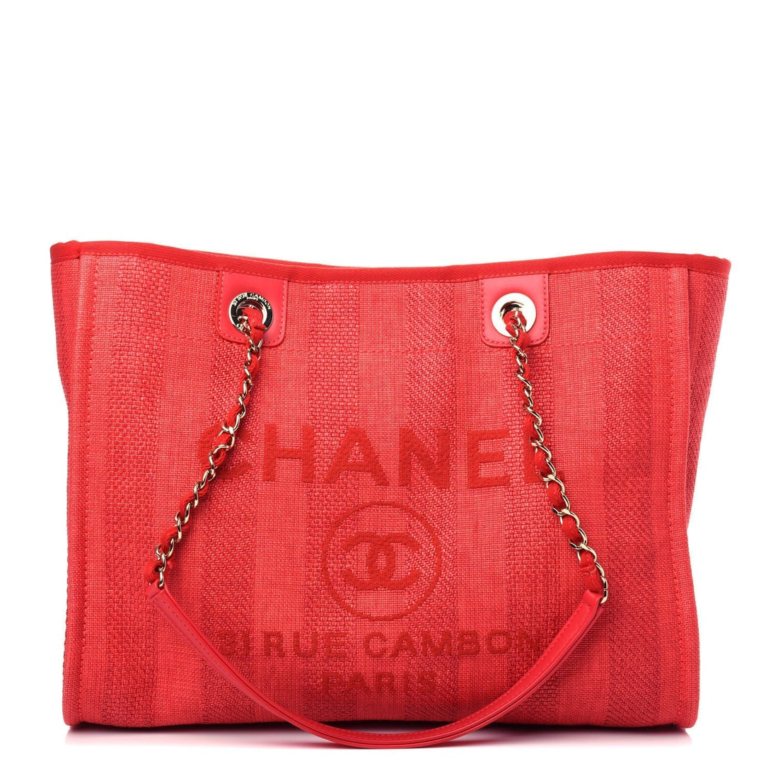 CHANEL Mixed Fibers Striped Deauville Tote