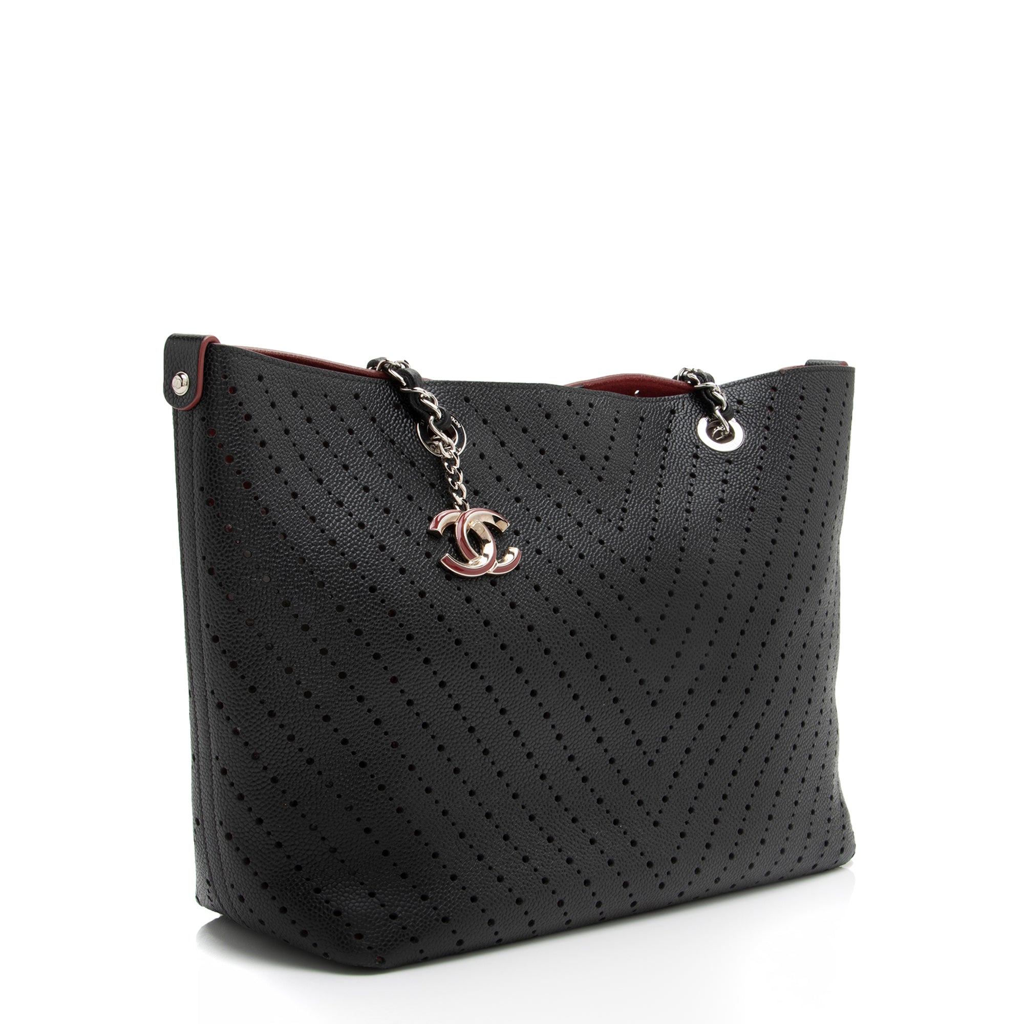 Chanel Perforated Caviar Leather CC Shopping Tote (SHF-23460)
