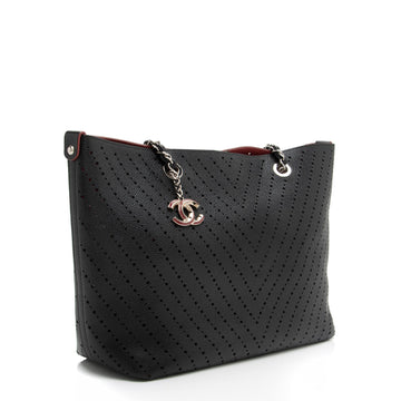 Chanel Perforated Caviar Leather CC Shopping Tote (SHF-23460)