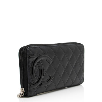 Chanel Quilted Lambskin Ligne Cambon Zip Around Wallet (SHF-zKBMJT)