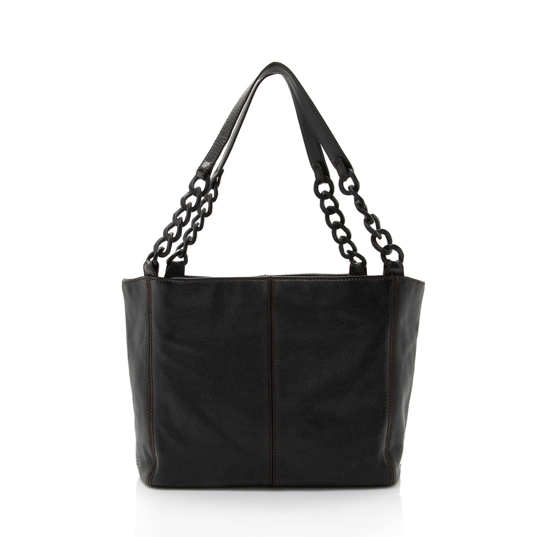 Chanel Vintage Leather Wood Chain Tote (SHF-bz2XaF)