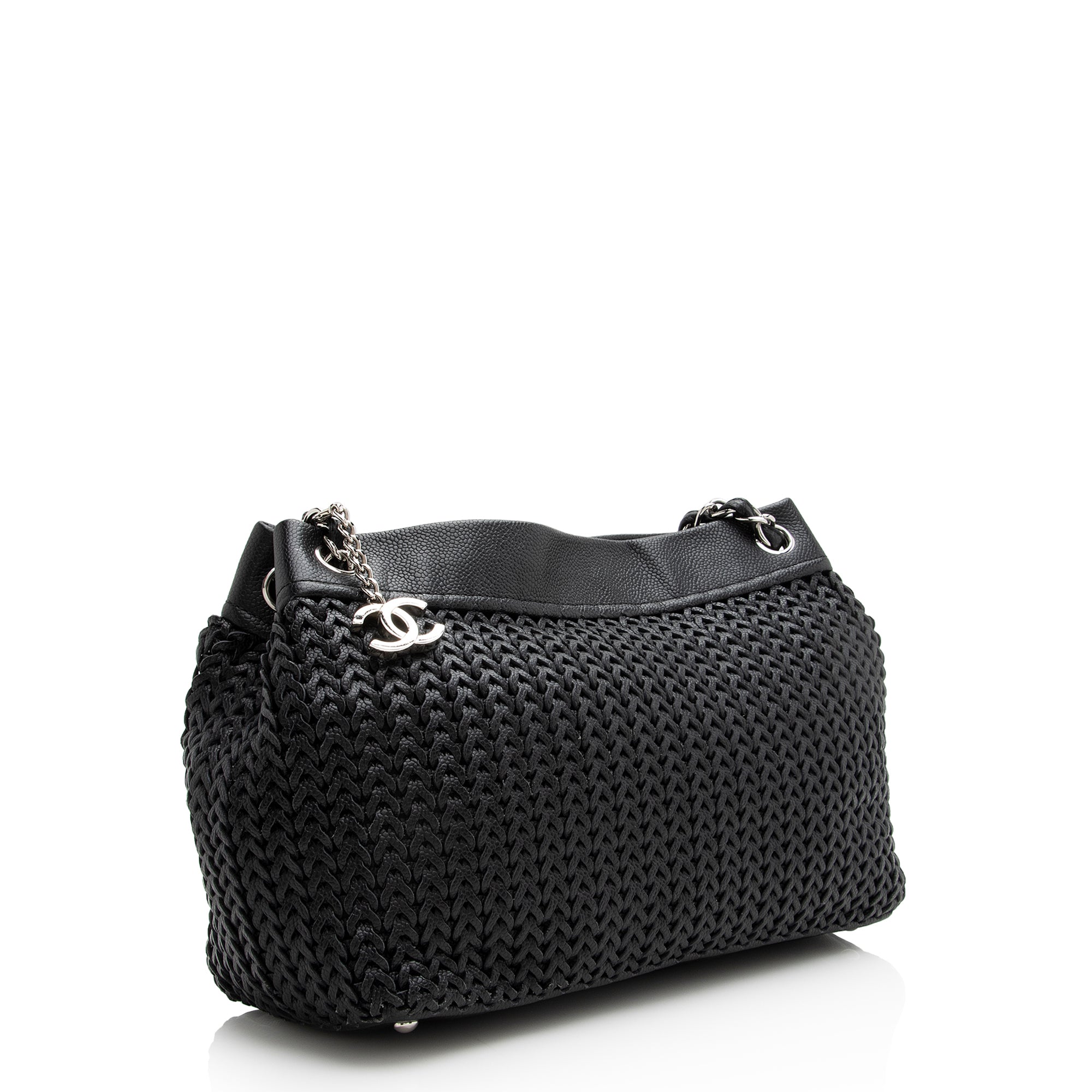 Chanel Woven Caviar Leather CC Charm Medium Tote (SHF-22757)