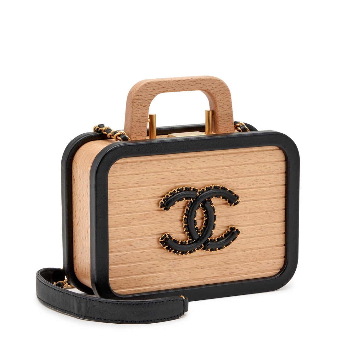 CHANEL BEECH WOOD & LAMBSKIN CC VANITY CASE BAG