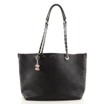 CHANEL PERFORATED CAVIAR LEATHER SMALL SHOPPING TOTE BAG