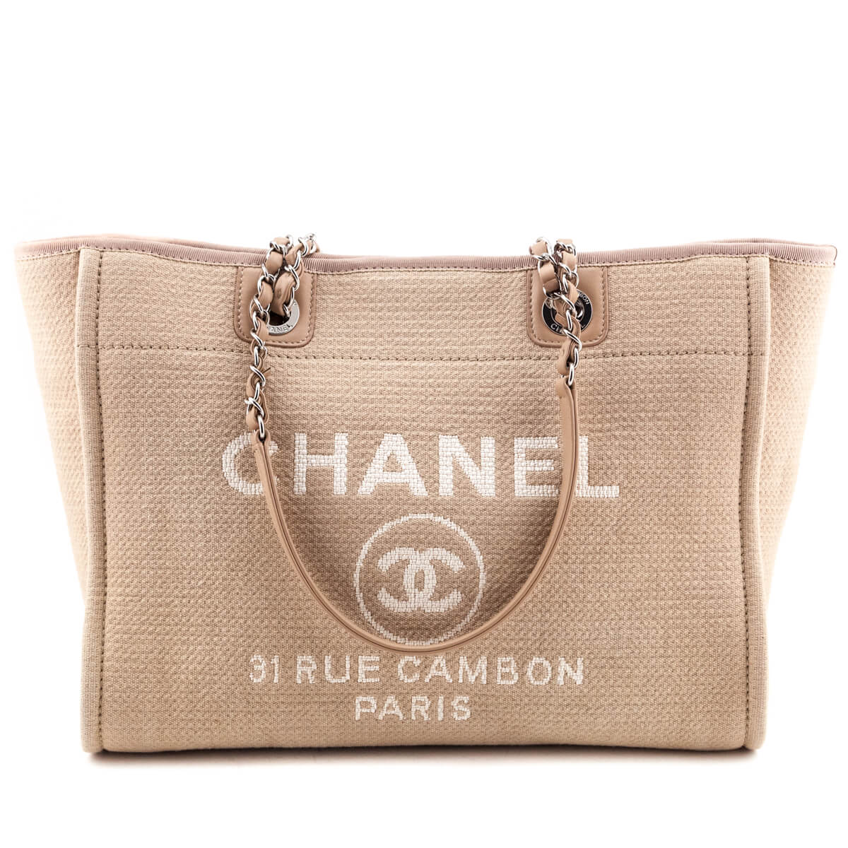 Chanel Beige Mixed Fibers Small Deauville Tote