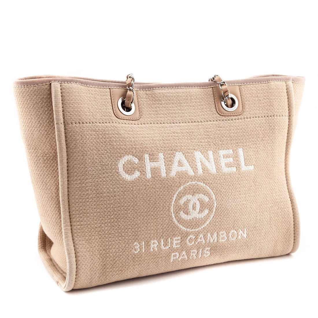 Chanel Beige Mixed Fibers Small Deauville Tote