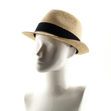 Chanel Beige Straw Fedora Hat Size M