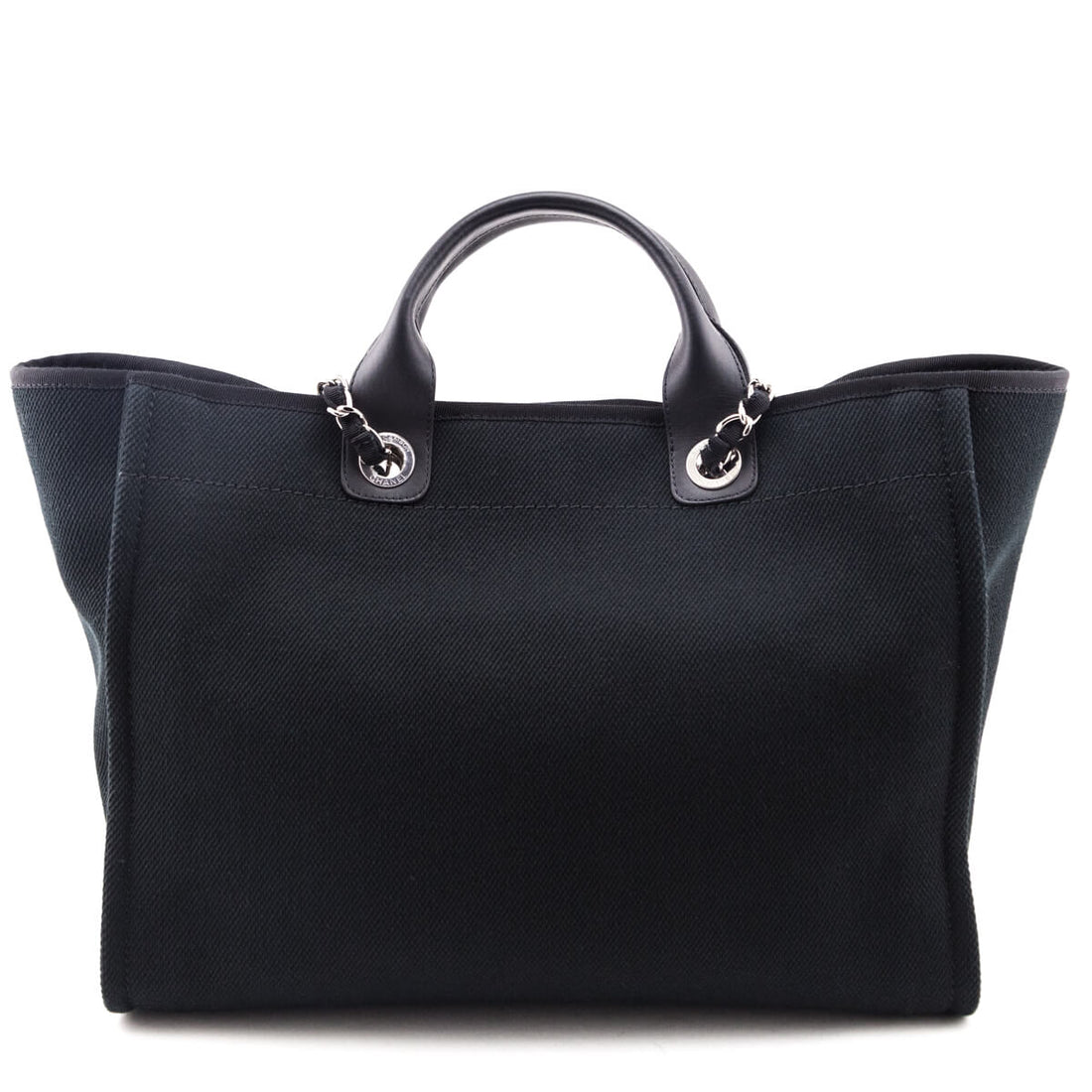 Chanel Black Canvas Mixed Fibers Pearl Large Deauville Tote