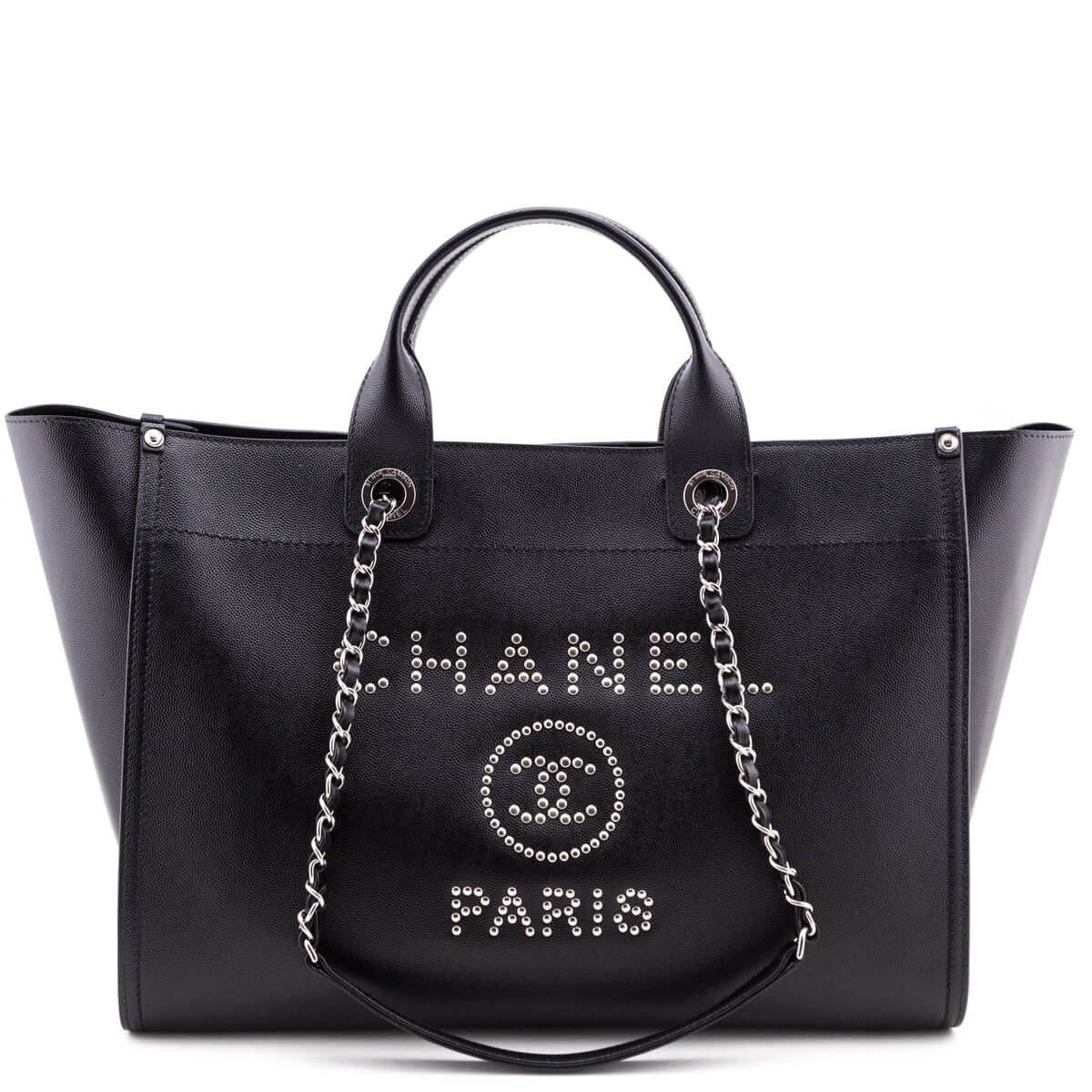 Chanel Black Grained Calfskin Large Deauville Tote SHW