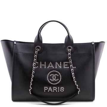 Chanel Black Grained Calfskin Large Deauville Tote SHW