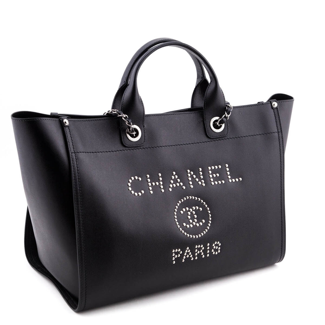 Chanel Black Grained Calfskin Large Deauville Tote SHW