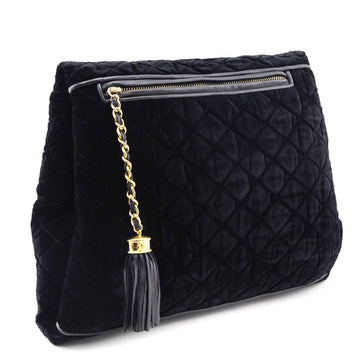 Chanel Black Velvet Hand Warmer Clutch