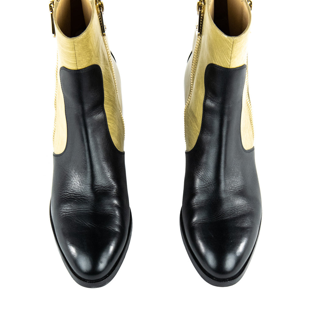 Chanel Black & Beige CC Ankle Boots Size US 12 | EU 42