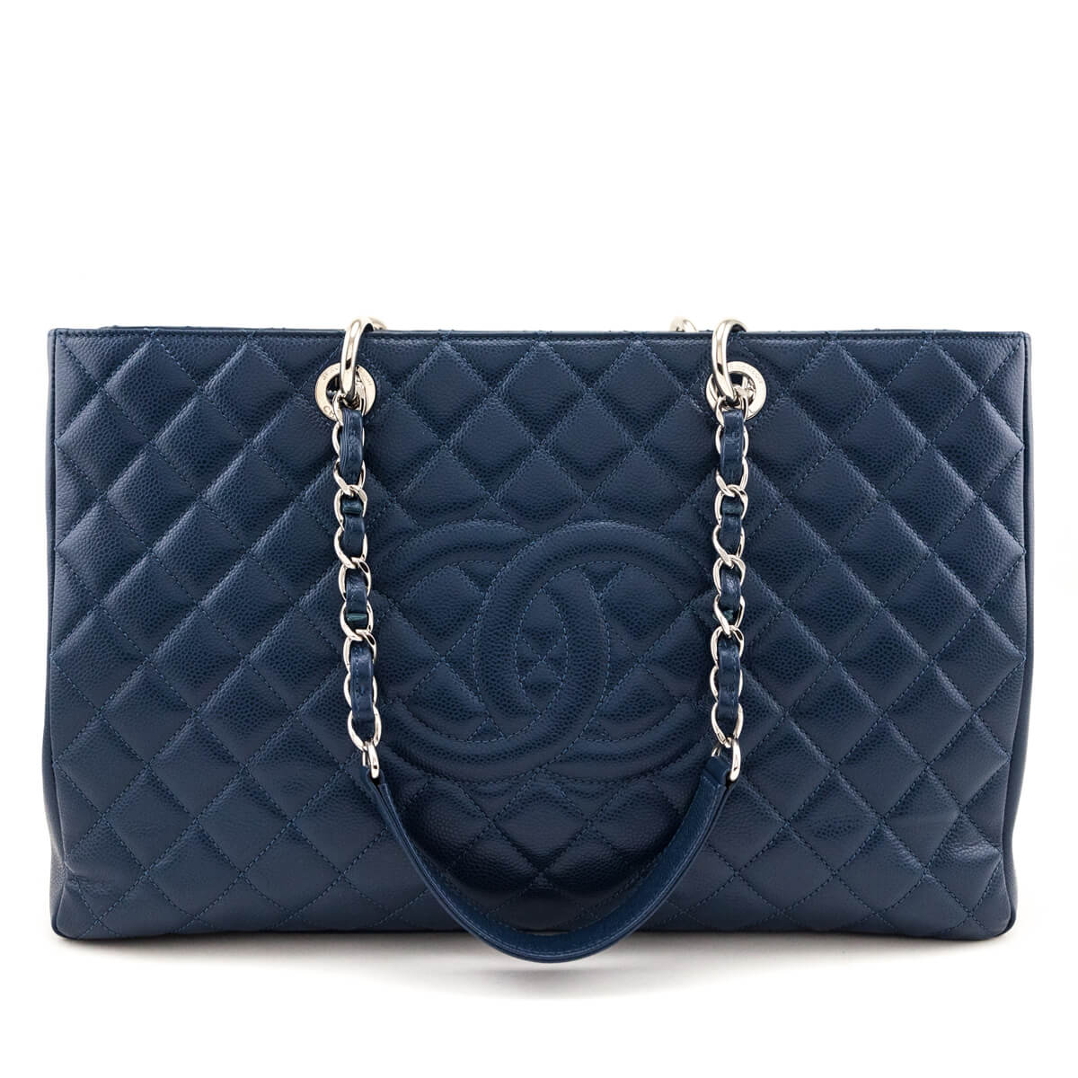 Chanel Blue Caviar Quilted XL Grand Shopping Tote