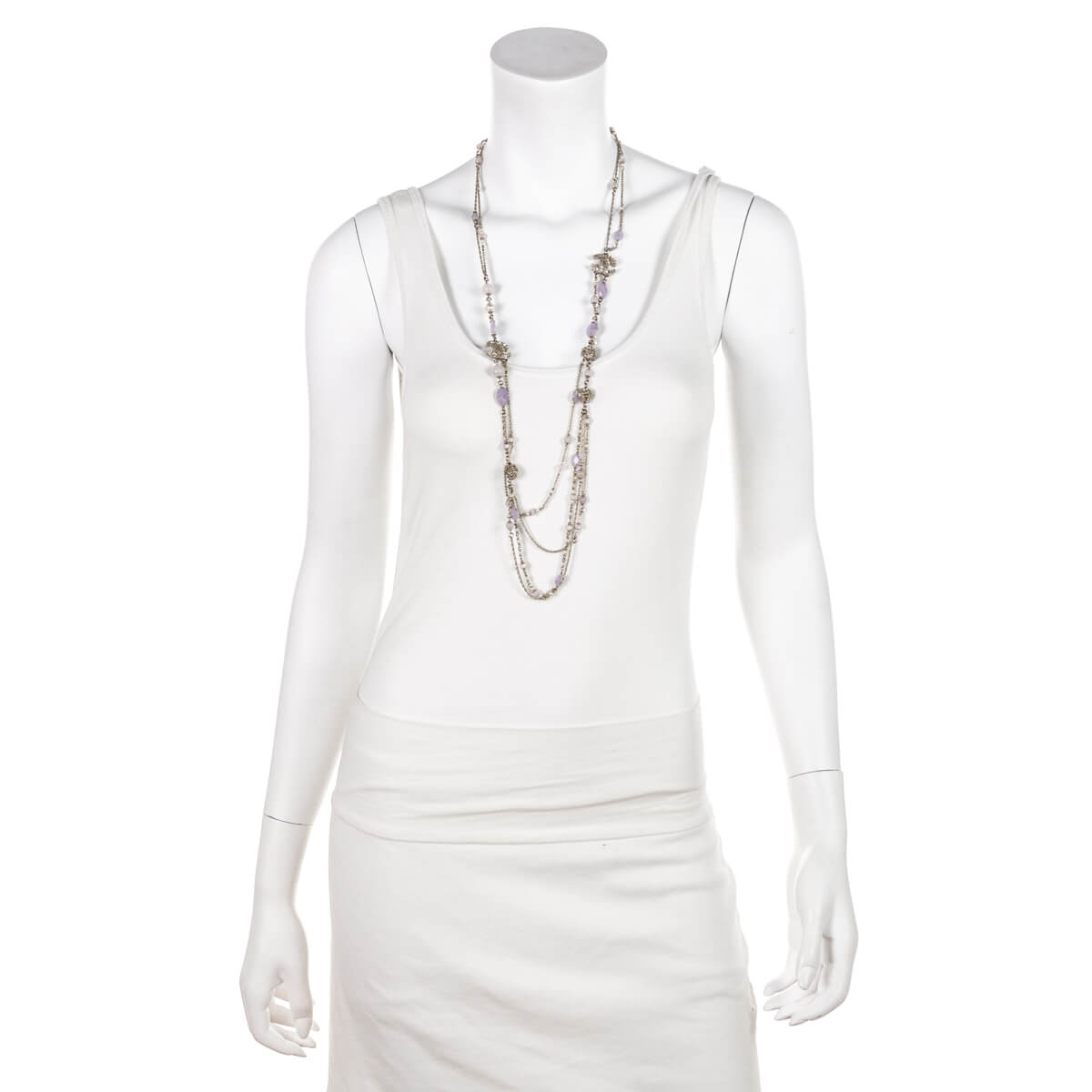 Chanel Purple Bead & Gold CC Multi-Strand Necklace