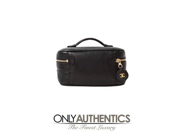 Chanel Vintage Black Leather Vanity Case