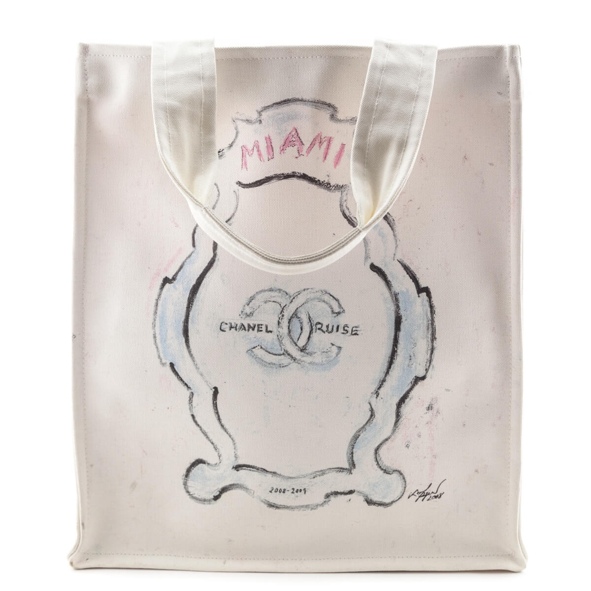 Chanel White Canvas Chanel Cruise Miami Tote
