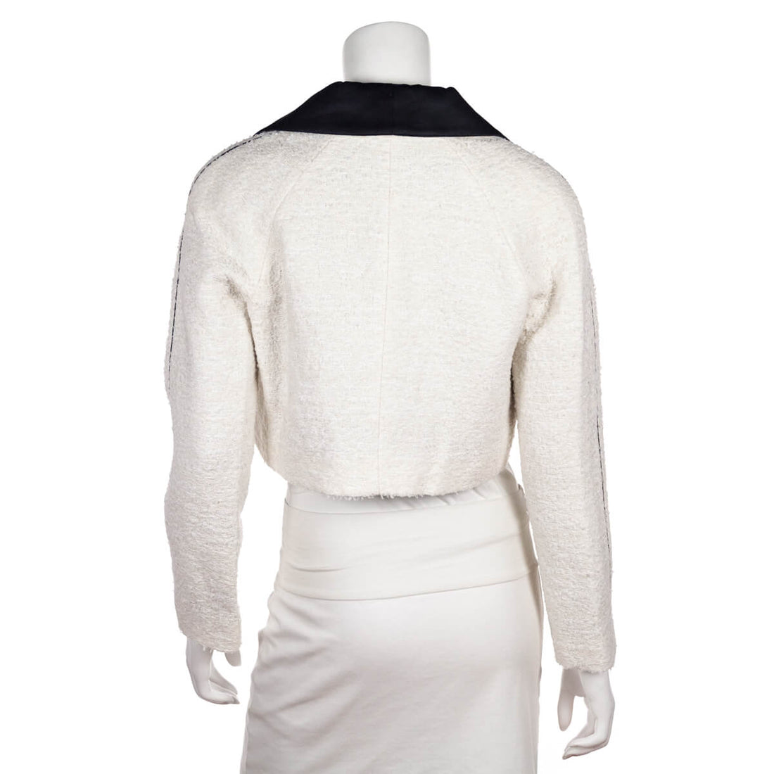 Chanel White & Black Tweed Cropped Jacket Size S | FR 38