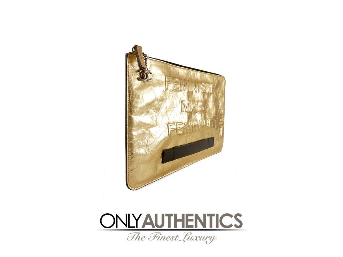 Chanel Gold Foil Feministe Mais Feminine Clutch
