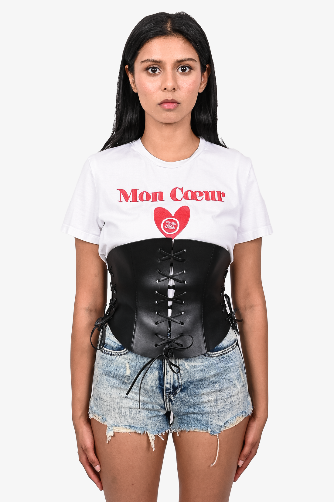 Christian Dior Black Leather 'D-Lace' Up Corset Belt Size 70