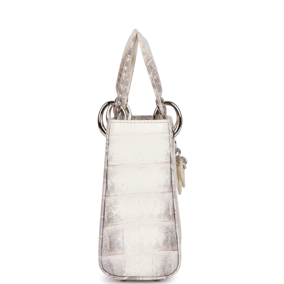 Christian Dior Small Lady Dior Tote White Himalaya Crocodile Silver Hardware
