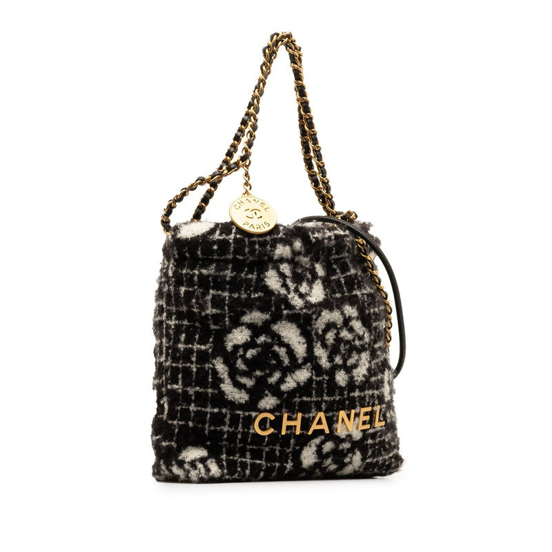 Chanel Camellia Chanel 22 Hobo Bag Cotton Shoulder Bag in Good condition