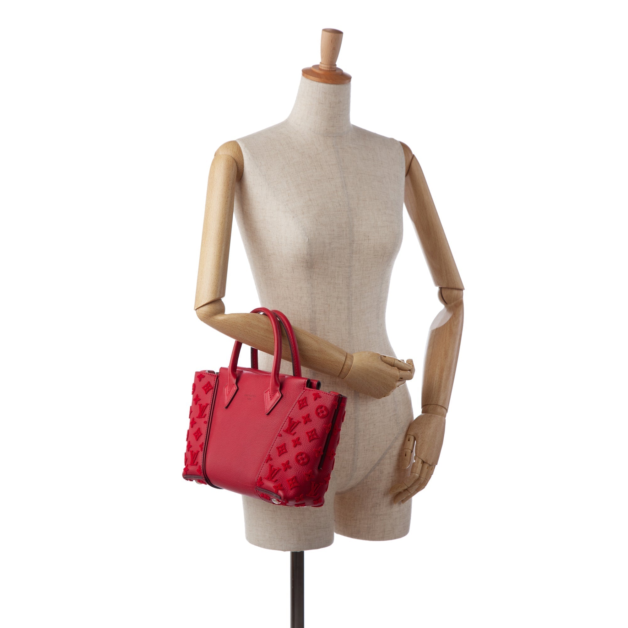 Red Louis Vuitton Veau Cachemire W Tote BB Satchel