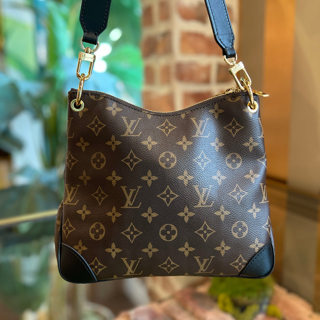 LOUIS VUITTON Odeon PM Black Monogram Coated Canvas Crossbody Bag