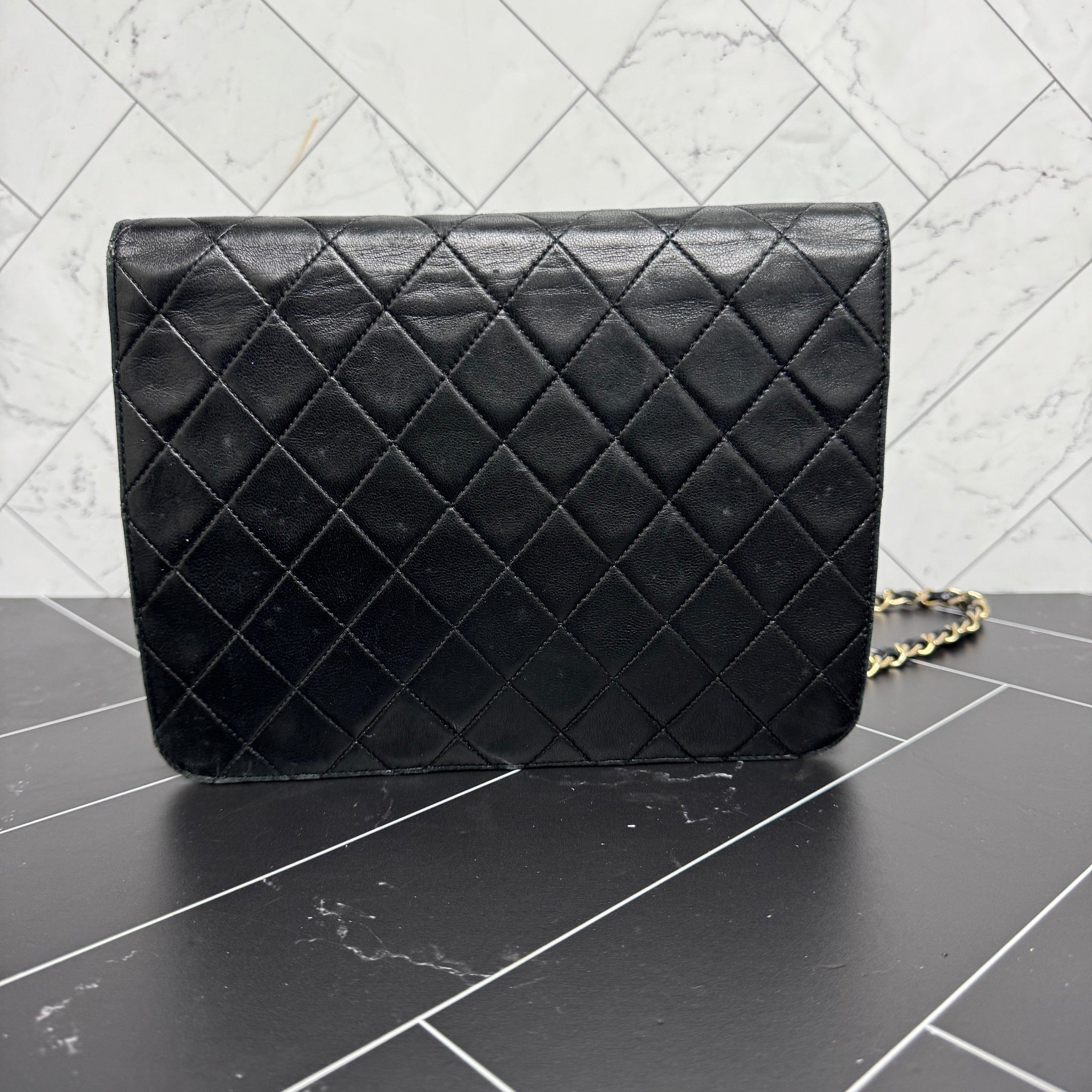 Chanel Vintage Black Quilted Single Flap Shoulder Bag