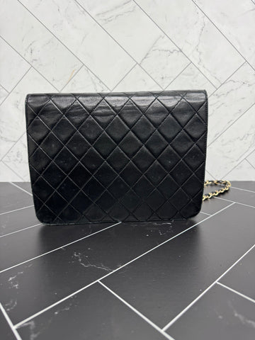 Chanel Vintage Black Quilted Single Flap Shoulder Bag
