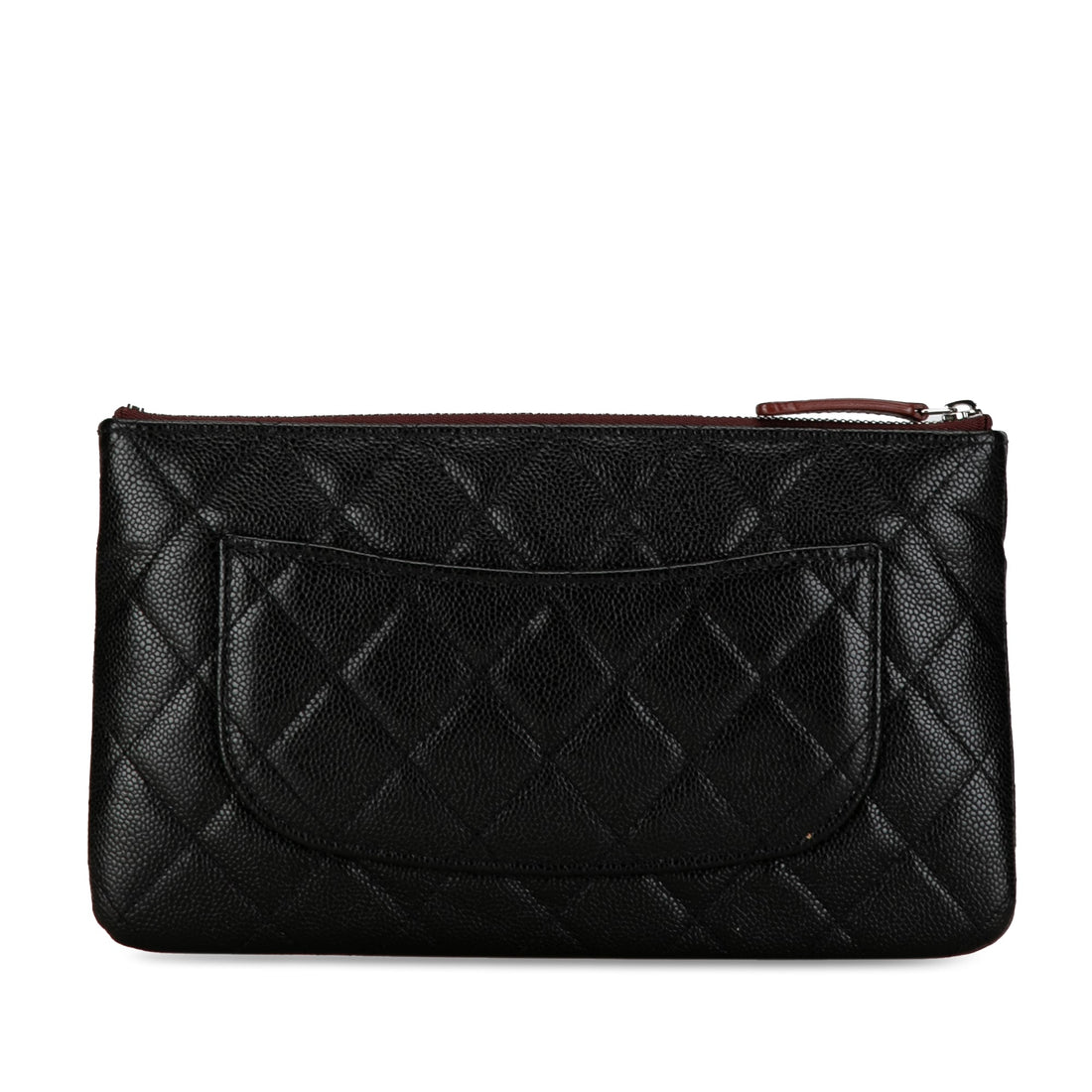 Chanel Caviar Double Zip Cosmetic Case Clutch Bag