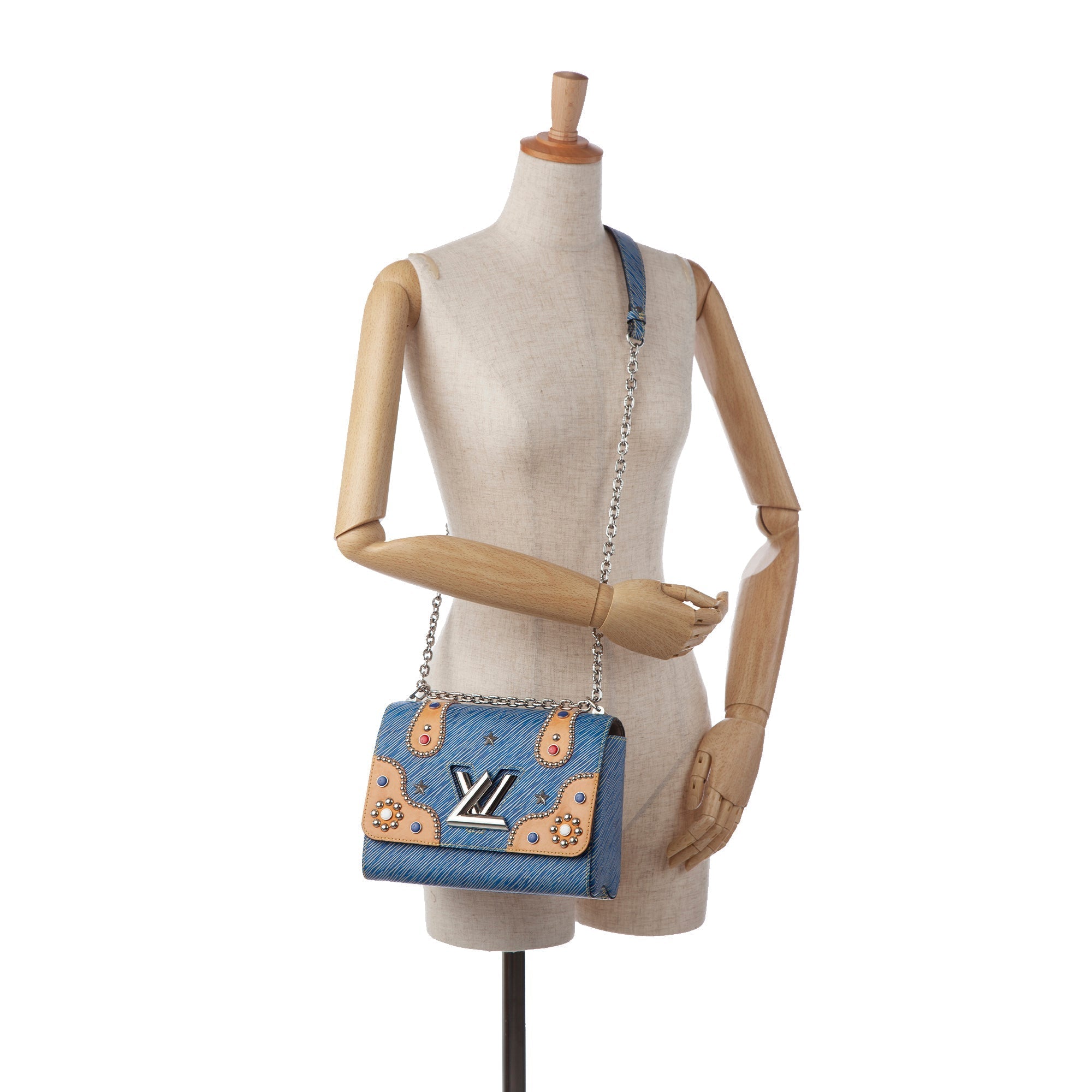 Blue Louis Vuitton Studded Epi Twist MM Crossbody Bag