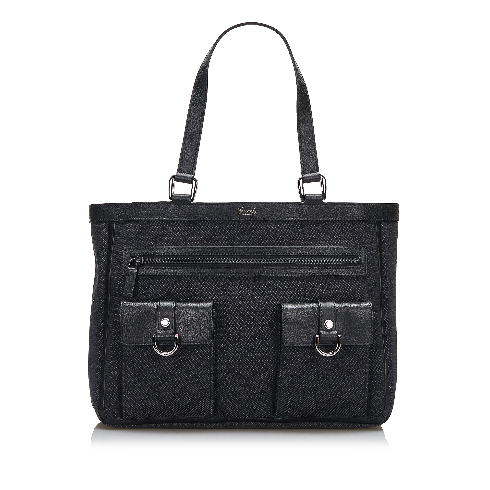 Gucci Abbey D-Ring Tote Bag Black GG Canvas