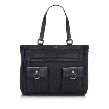 Gucci Abbey D-Ring Tote Bag Black GG Canvas