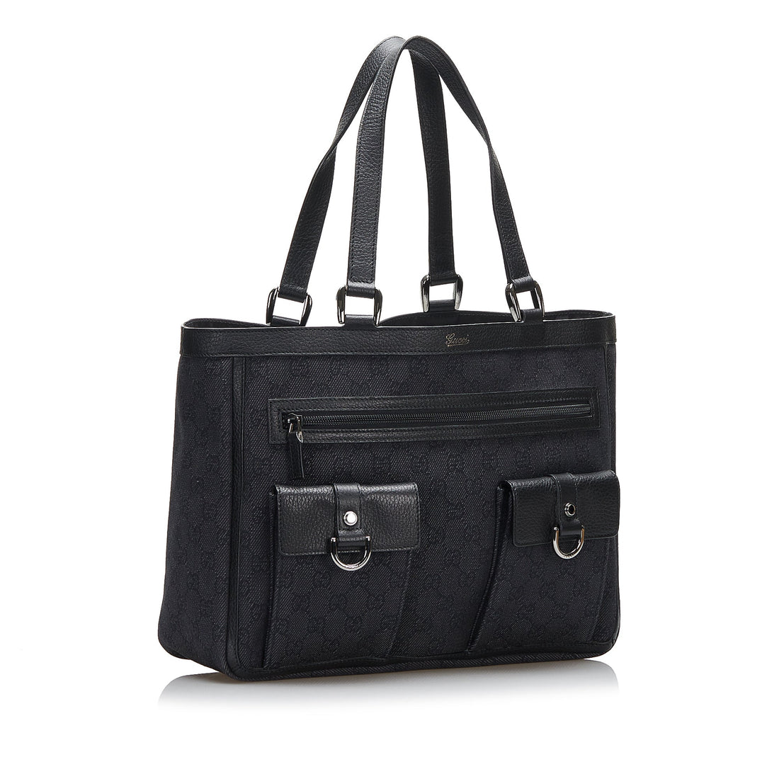 Gucci Abbey D-Ring Tote Bag Black GG Canvas