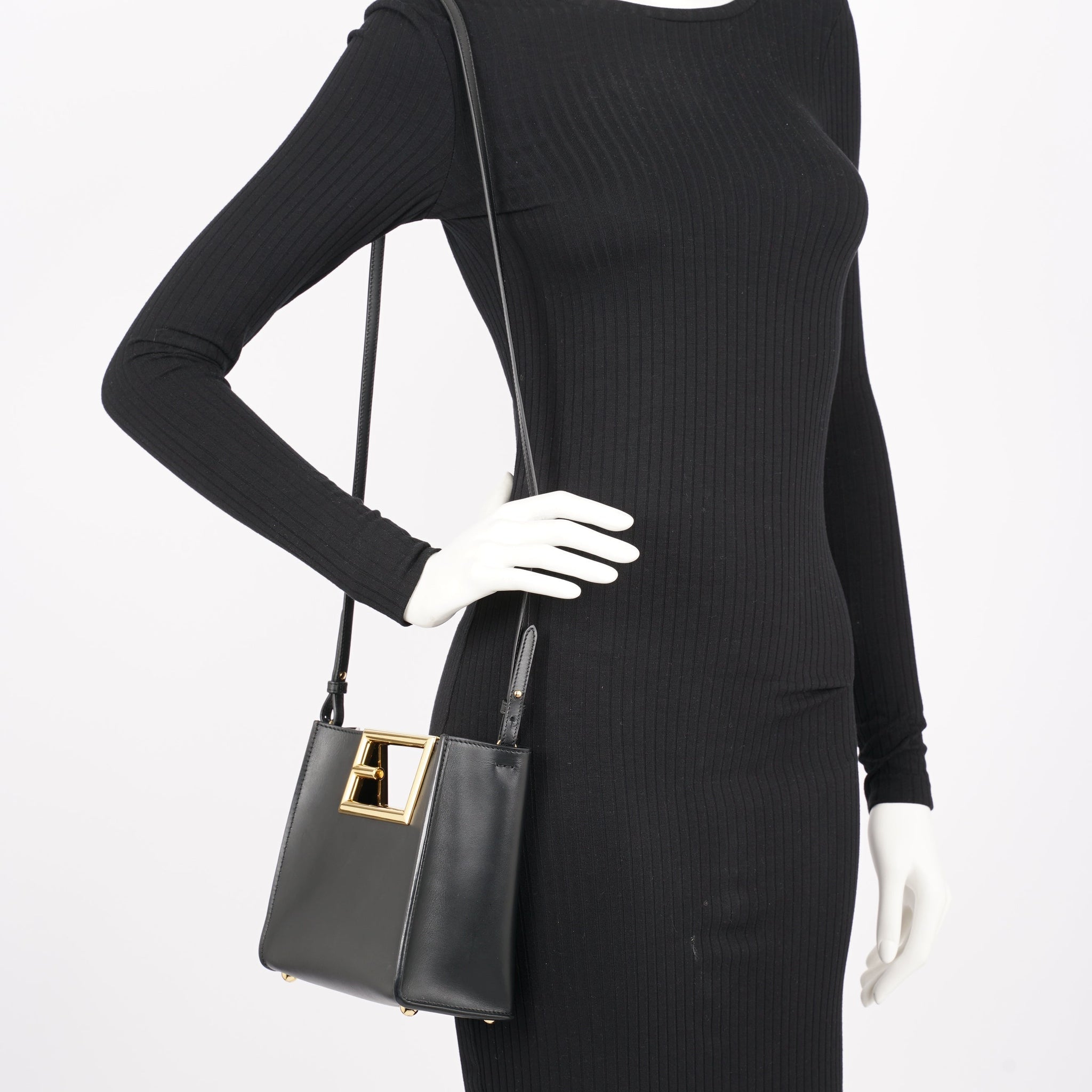 Fendi Way Tote Black Leather Small