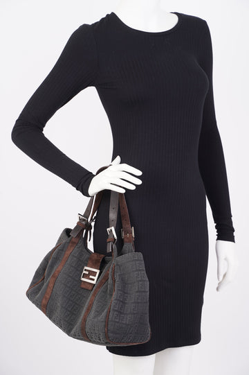 Fendi Zucchino Shoulder Bag Grey