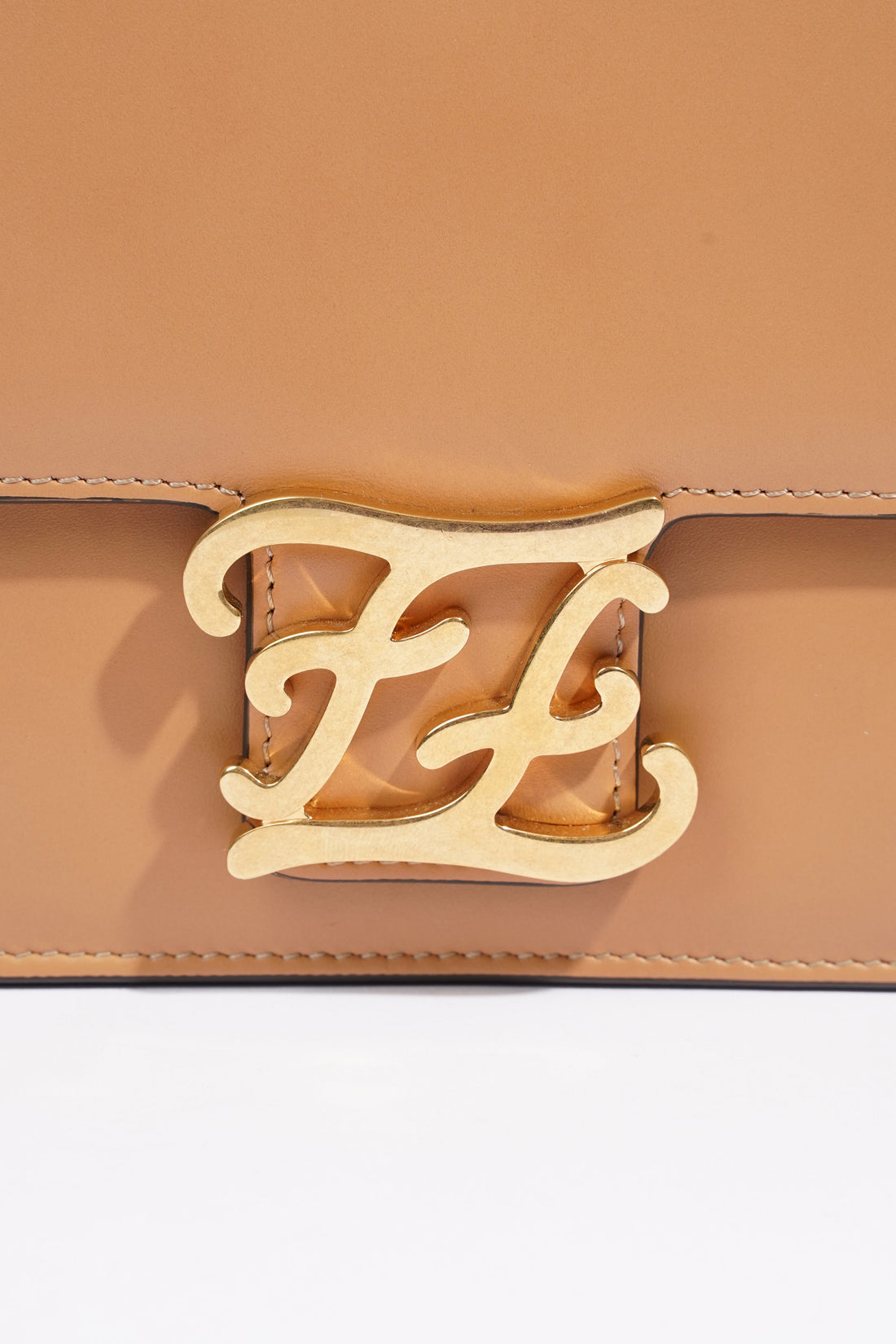 Fendi Karligraphy Shoulder Bag Tan Leather