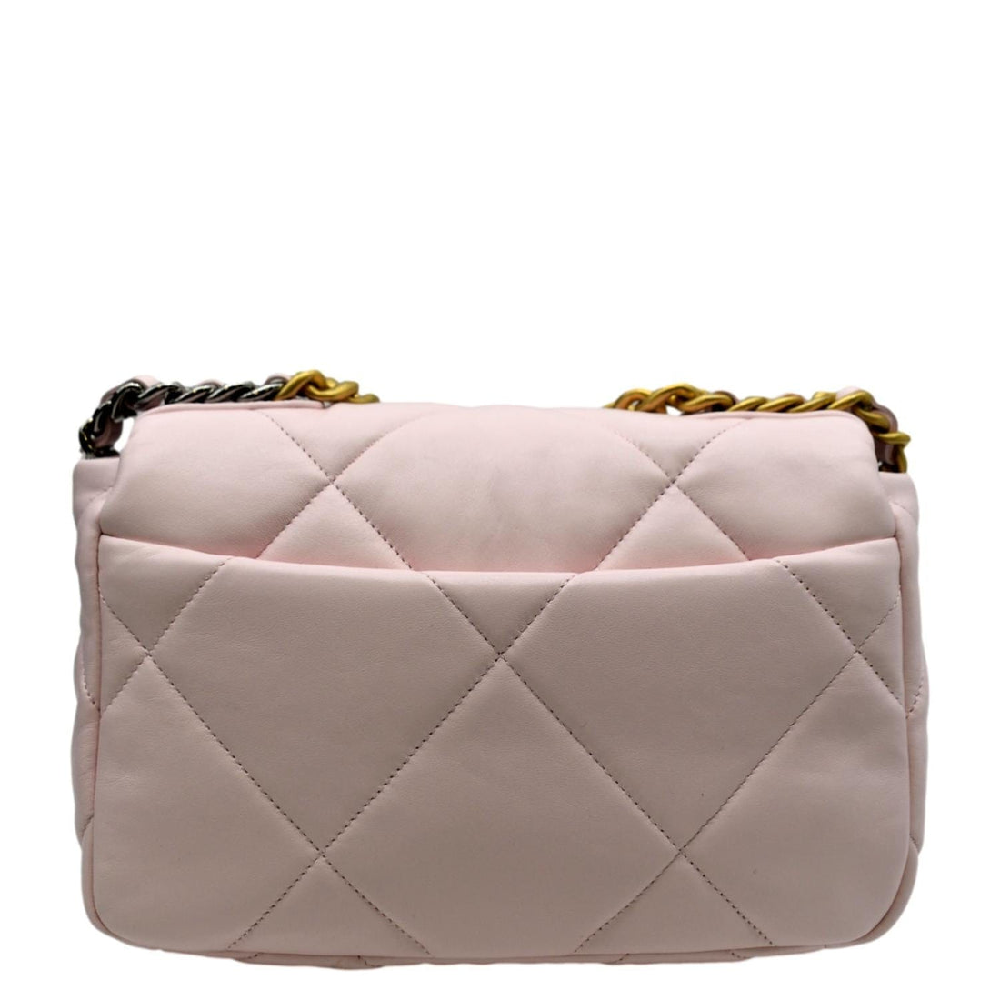 CHANEL 19 Medium Flap Quilted Lambskin Leather Shoulder Bag Light Pink