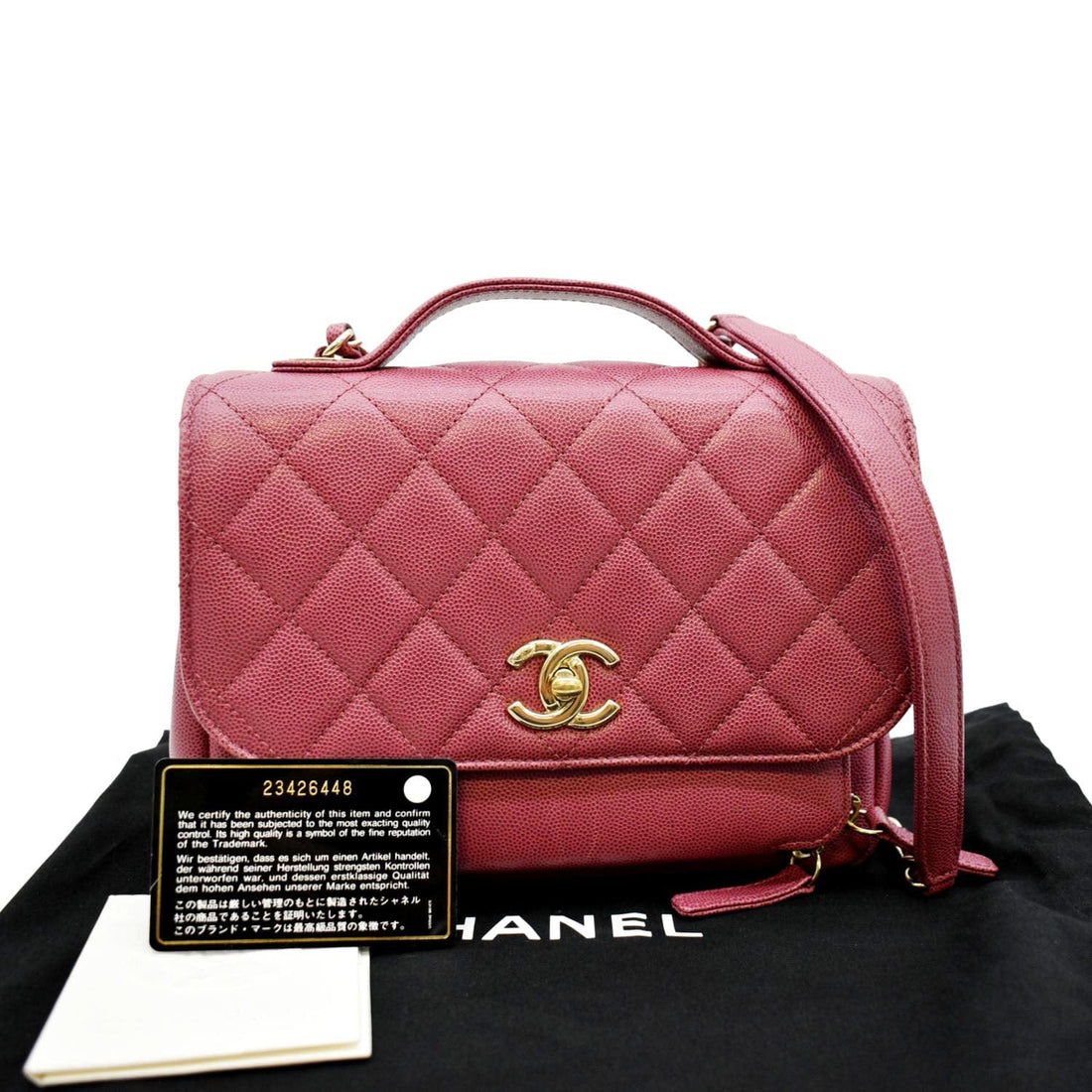 CHANEL Business Affinity Medium Flap Quilted Caviar Shoulder Bag Red