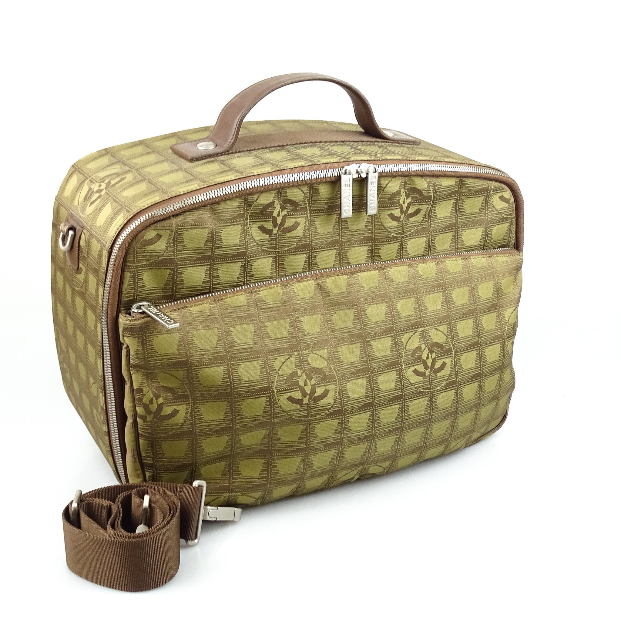 Chanel Travel Line Green Fabric Business/Leisure Trolley Bag 03
