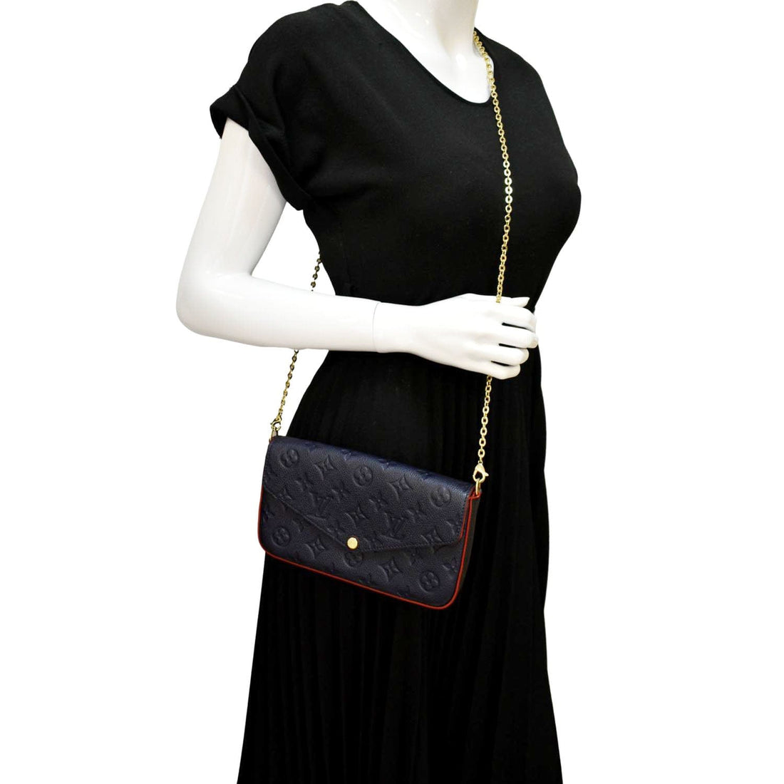 Louis Vuitton  Felicie Monogram Empreinte Pochette Crossbody Bag Blue